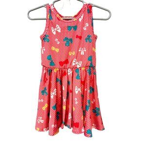 Dot Dot Smile Toddler Girls Bow Print Tank Dress Polka Dot 12/24 Pink Multicolor